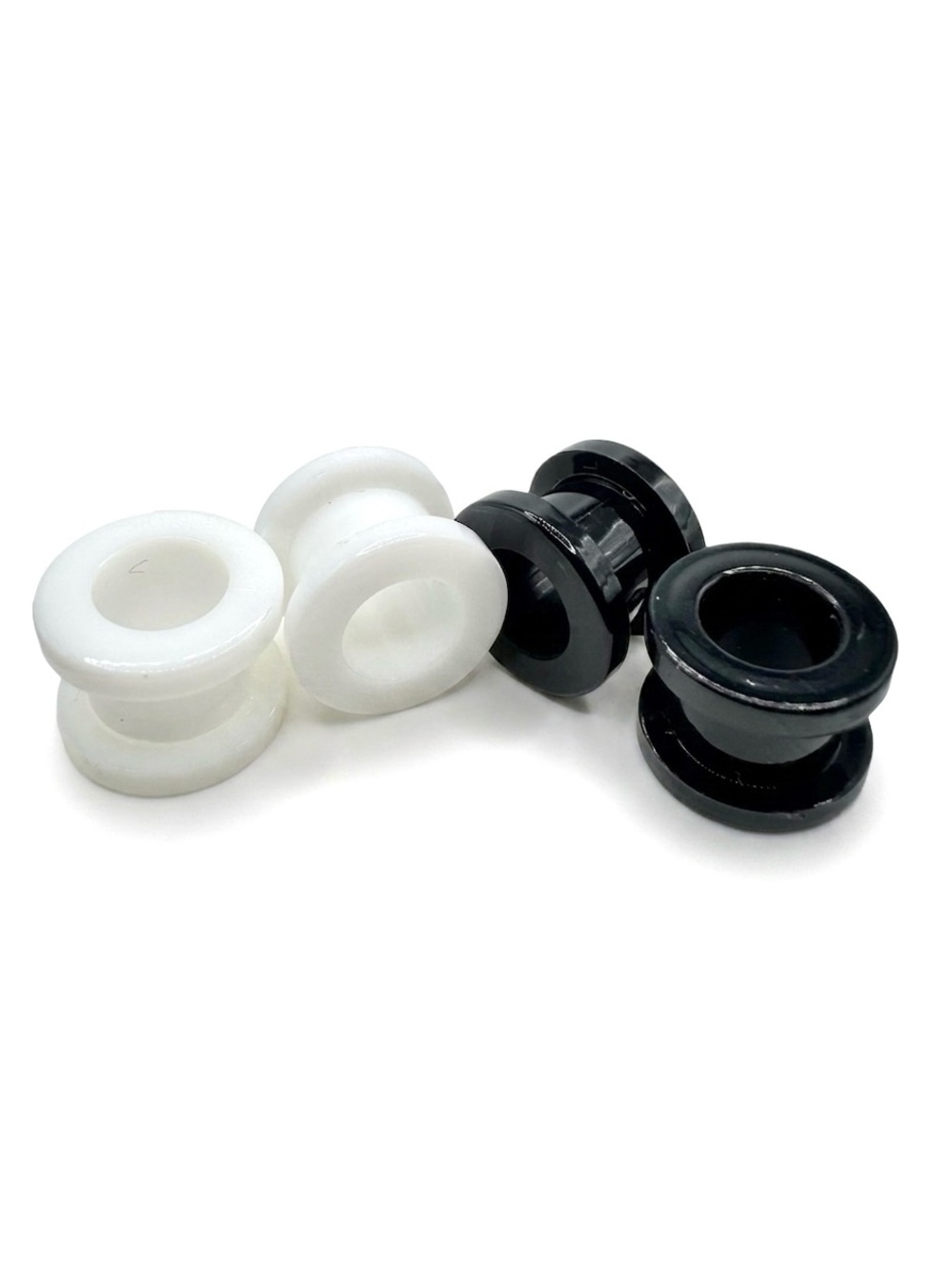 Set of 2 Pairs 00g Acrylic Ear Gauges Plugs Screw on Tunnels - Black & White